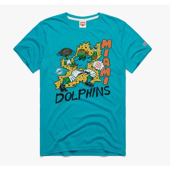 Nickelodeon Other - TMNT Michelangelo x Miami Dolphins blue short sleeve shirt size XL